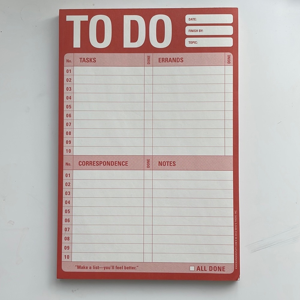 🛍3 for $25🛍 Like New Knock Knock To Do Pad